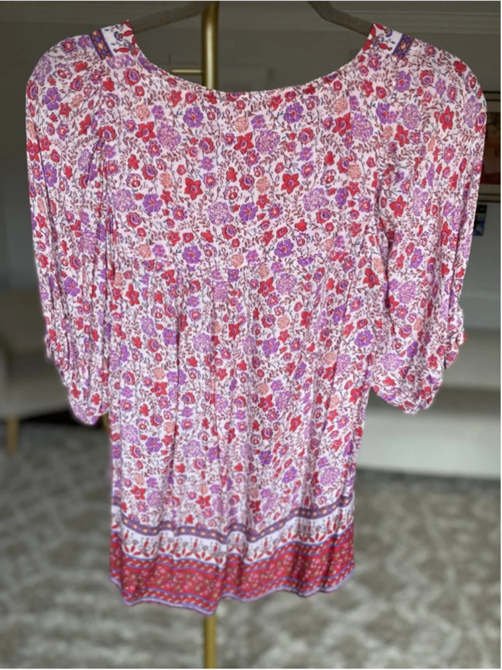 Knox Rose Floral Blouse Feminine Romantic Prairie Top XS Coquette Boho Peasant